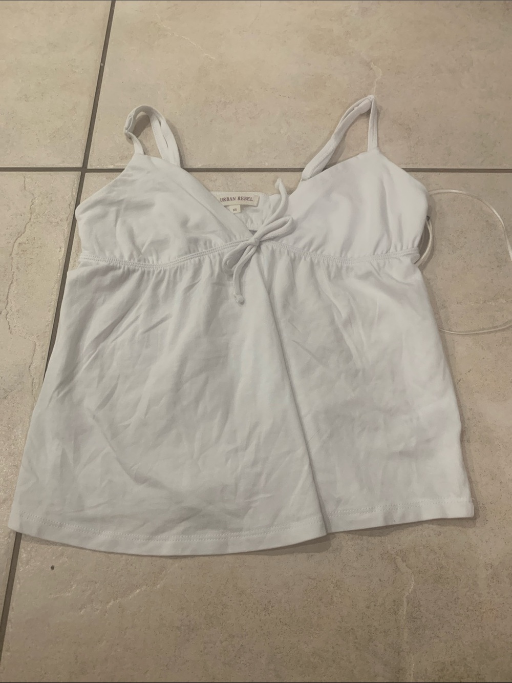 Urban Rebel White Tie-Front Cotton Cami